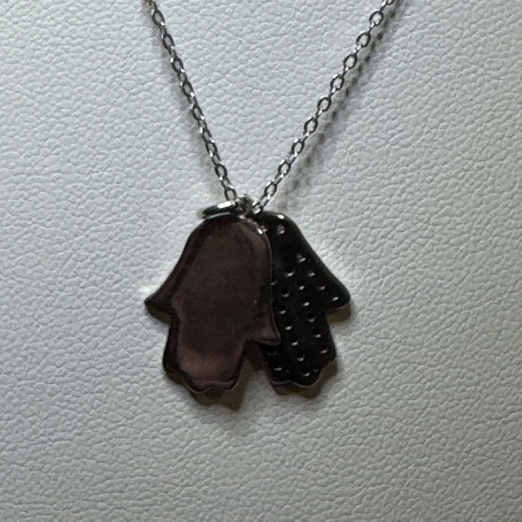 Stella Picciotto Sterling Silver Hamsa Hand Evil Eye Pendant Necklace - Picture 7 of 14